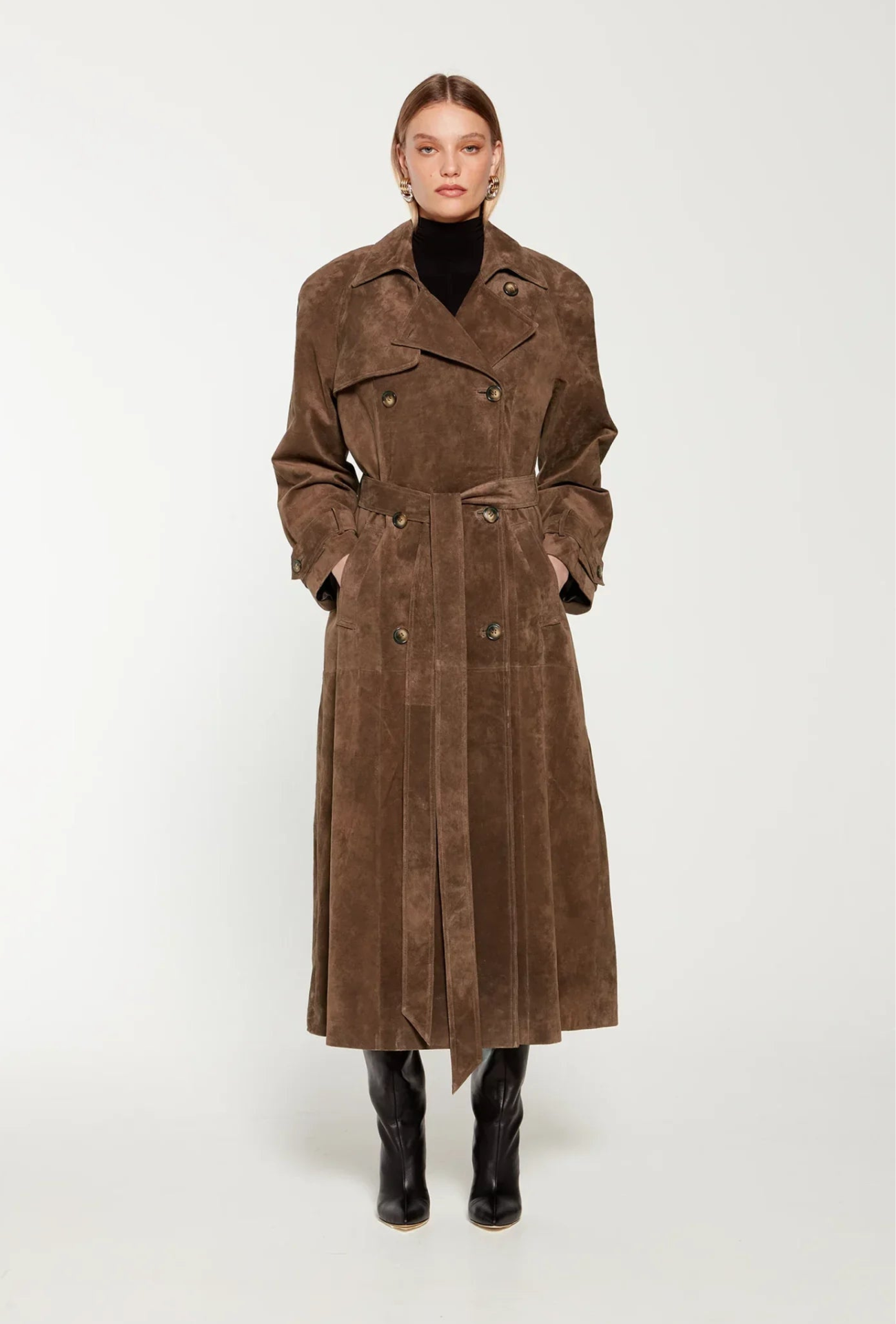 Suzan-Suede Trench Coat