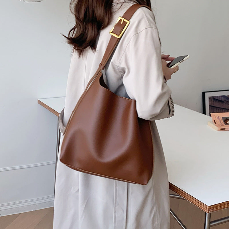 Retro Style Women's Bucket Bag-Color Brown