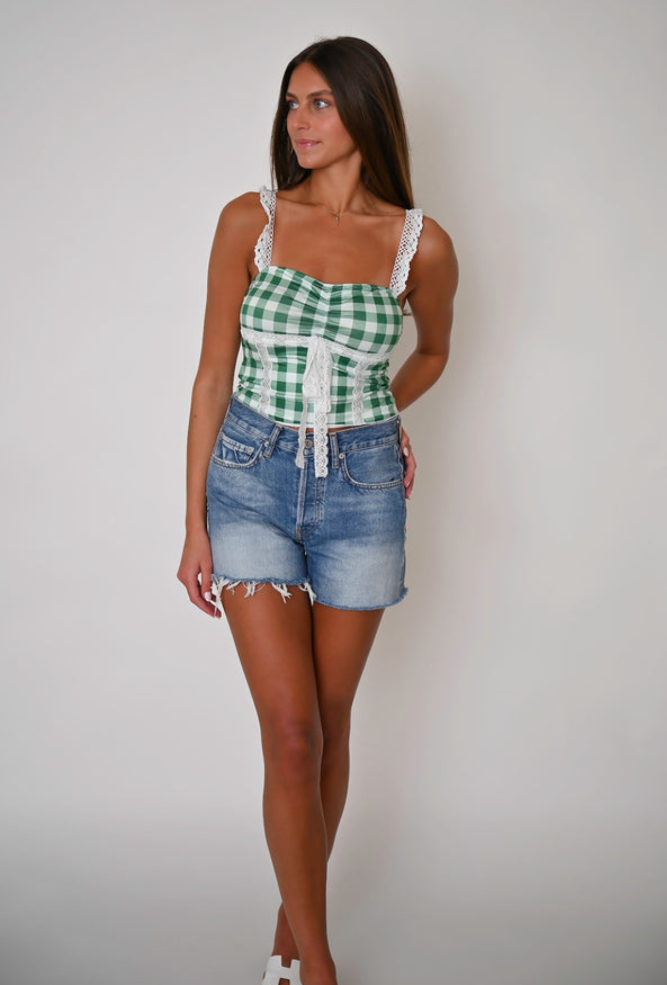 Lace Gingham Top