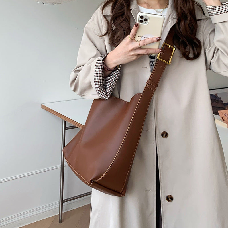 Retro Style Women's Bucket Bag-Color-Brown